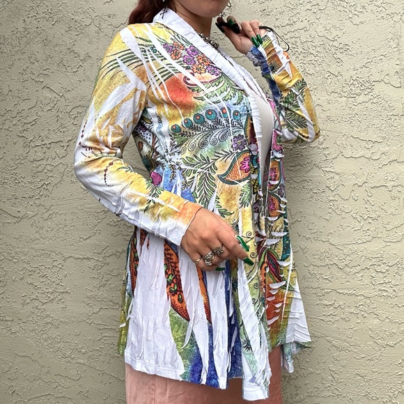 Colorful Y2k Boho Hippie Cardigan, Festival, Rave, Show, Concert, Beach Coverup - Picture 10 of 10